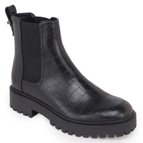 Reaction Kenneth Cole Womens Black Animal Print Padded  Wedge Chelsea Boot - 6 M - Picture 1 of 8